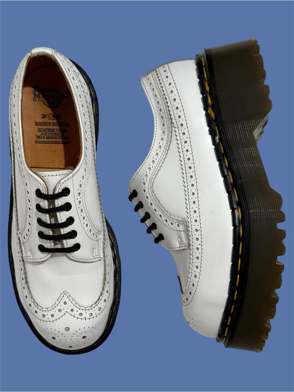 Vintage Dr. Martens Made in England Wingtip Steel Toe Platform Oxfords UK 6